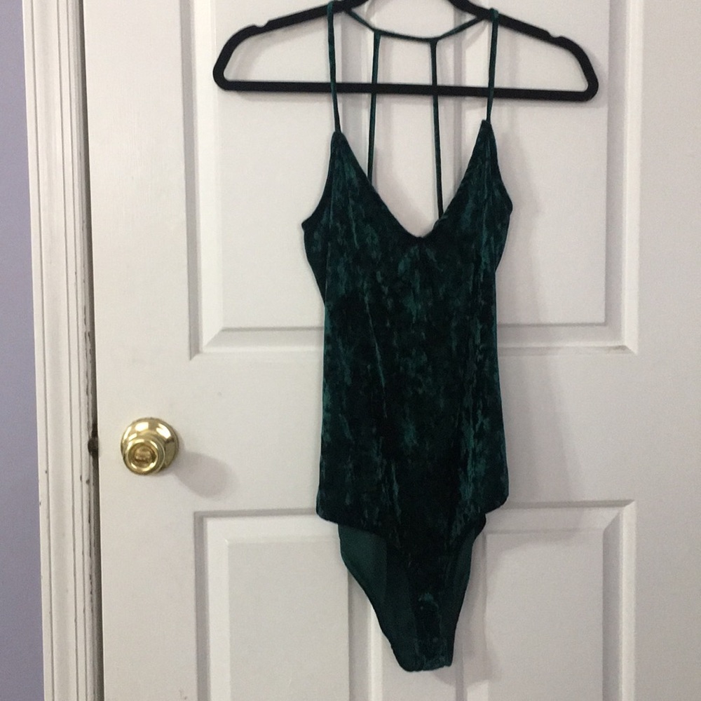 Forest green, strappy bodysuit